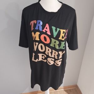 Black Graphic Tee with Colorful Letters
